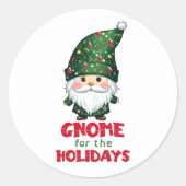 Gnome voor de Feestdagen Funny & Schattig Christma Ronde Sticker (Voorkant)