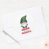 Gnome voor de Feestdagen Funny & Schattig Christma Ronde Sticker (Envelop)