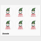 Gnome voor de Feestdagen Funny & Schattig Christma Ronde Sticker (Vel)