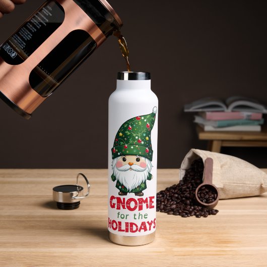 Gnome voor de Feestdagen Funny & Schattig Christma Waterfles (Koffie)
