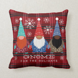 Gnome Voor De Feestdagen Snowflake Plaid Christmas Kussen