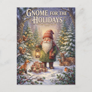 Gnome voor de Feestdagen Winter Bos Illustratie Briefkaart