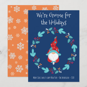 Gnome voor Feestdagen Bloemenkrans Schattige Elf B Feestdagenkaart