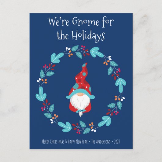 Gnome voor Feestdagen Mooie Elf Bloemenkrans Blauw (Voorkant)