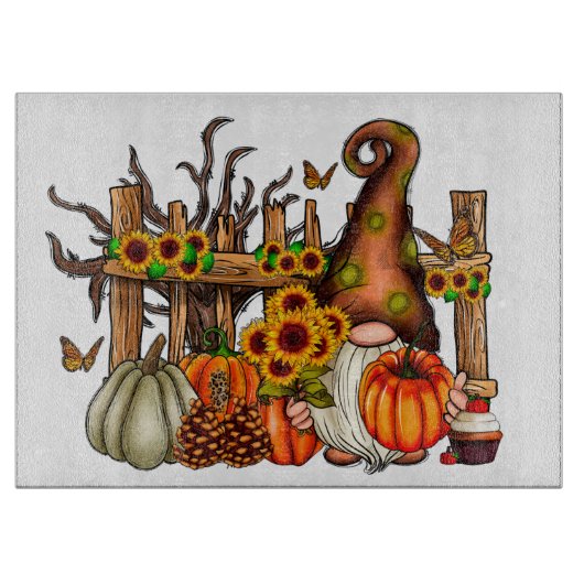Gnome voor herfst snijplank (Voorkant)
