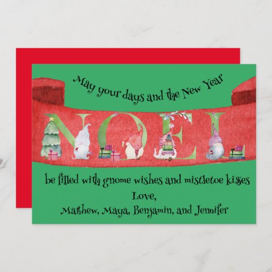 Gnome voor Kerstmis Kaart (Voorkant / Achterkant)