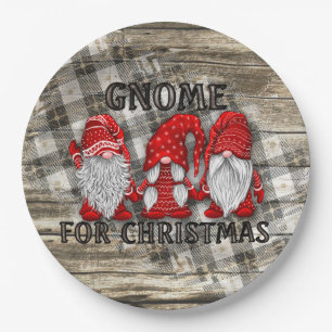 Gnome voor Kerstmis Pset Rustisch Land Farmhouse Papieren Bordje