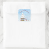 Gnome voor Kerstmis Snowfall op Gnome Home Vierkante Sticker (Tas)