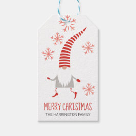 Gnome Vrolijk Kerstfeest en Sneeuwvlokken Cadeaulabel