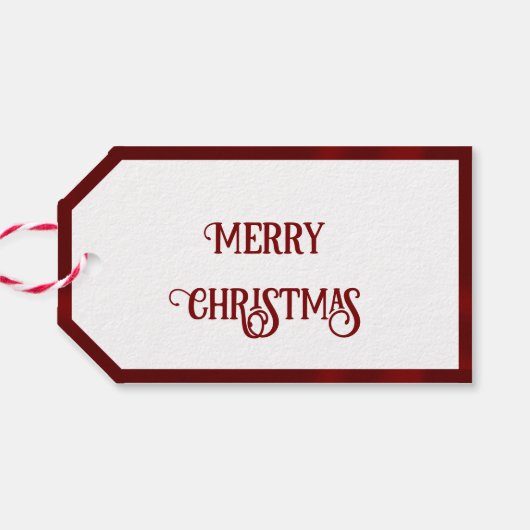 Gnome Vrolijk Kerstfeest & Rode Grenzen Cadeaulabel (Achterkant Horizontaal)