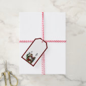 Gnome Vrolijk Kerstfeest & Rode Grenzen Cadeaulabel (Met Touw)