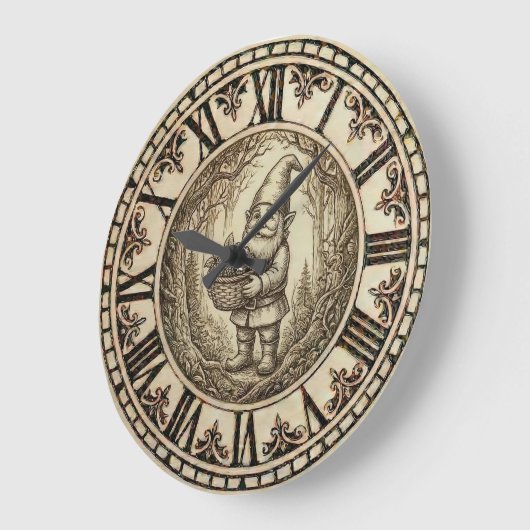 Gnome Wall Clock –  Farmhouse Decor Grote Klok (Hoek)