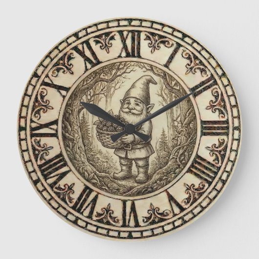 Gnome Wall Clock – Farmhouse Decor Grote Klok (Voorkant)