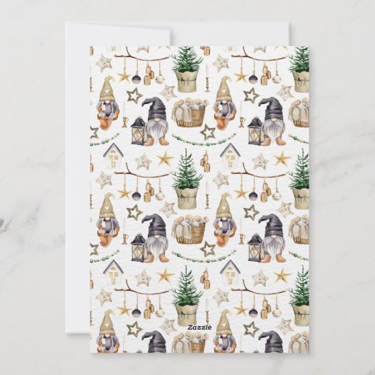 Gnome Waterverf Gezellige Kerstmis Flat Feestdagenkaart (Achterkant)