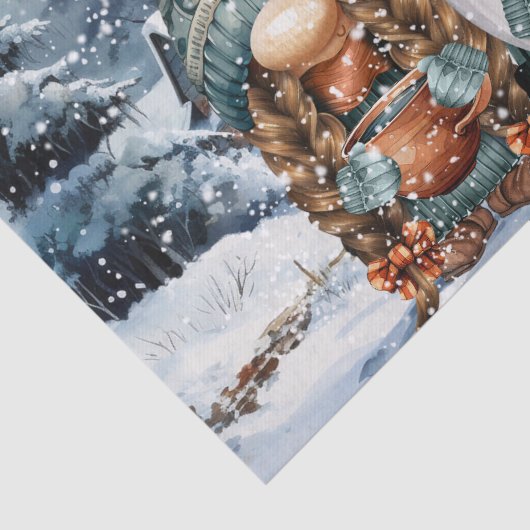 Gnome Waterverf Winterkerst Tissuepapier (Detail)