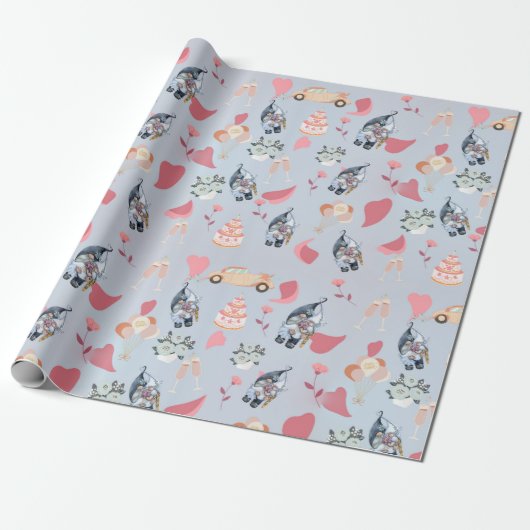 Gnome Wedding Cadeaupapier (Uitgerold)