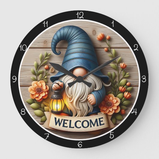 Gnome Welcome Wall Decor Grote Klok (Voorkant)