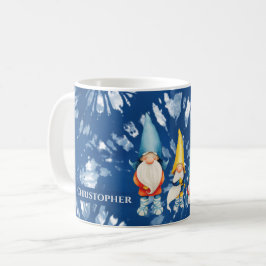 Gnome Whimsical Tie Dye Blue Monogram Koffiemok