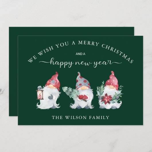 Gnome Wij wensen u een prettige kerstdag Feestdagenkaart (Voorkant / Achterkant)