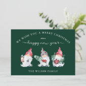Gnome Wij wensen u een prettige kerstdag Feestdagenkaart (Staand voorkant)
