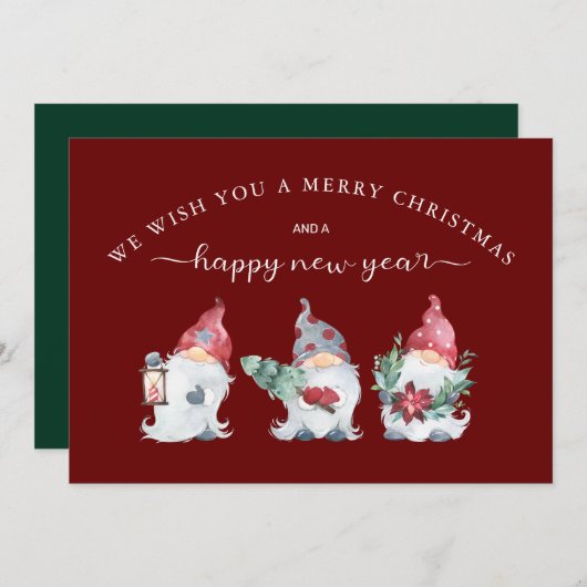 Gnome Wij wensen u een prettige kerstdag Feestdagenkaart (Voorkant / Achterkant)