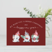 Gnome Wij wensen u een prettige kerstdag Feestdagenkaart (Staand voorkant)