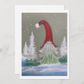 Gnome winterscène platte kerstkaart (Voorkant / Achterkant)