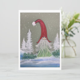 Gnome winterscène platte kerstkaart