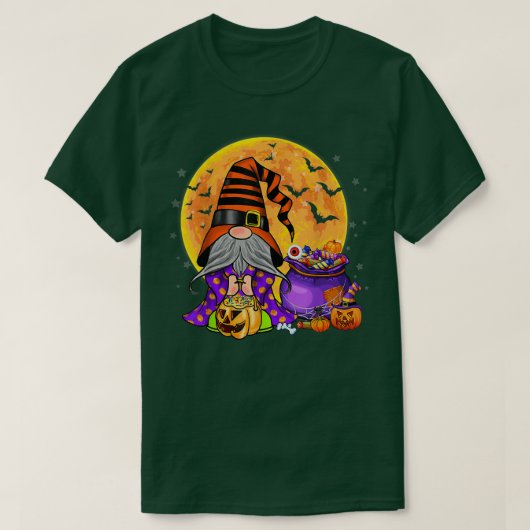 Gnome Witch Pumkin Jack O Lantern Candy Halloween T-shirt (Design voorkant)