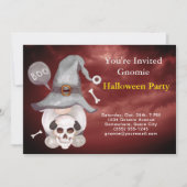 Gnome Witch Skull Cloudy Red Sky Halloween Party Kaart (Voorkant)