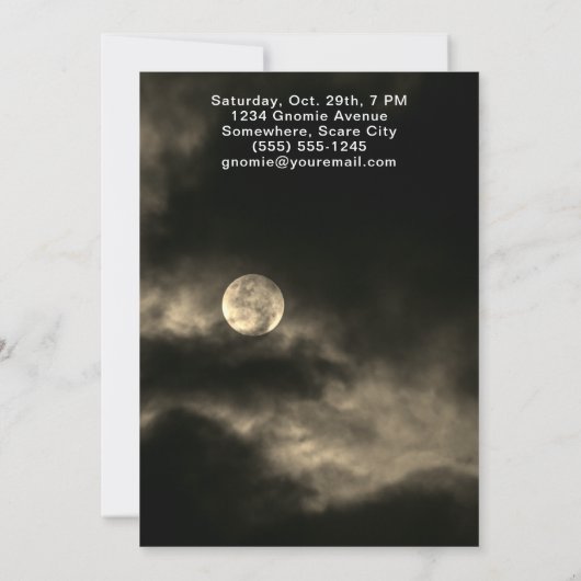 Gnome Witches Full Moon Halloween Party Kaart (Achterkant)