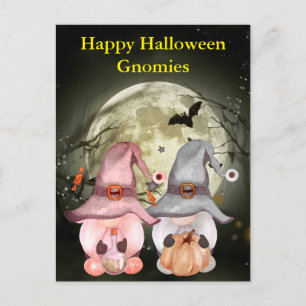 Gnome Witches Full Moon Happy Halloween Briefkaart