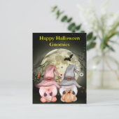 Gnome Witches Full Moon Happy Halloween Briefkaart (Staand voorkant)