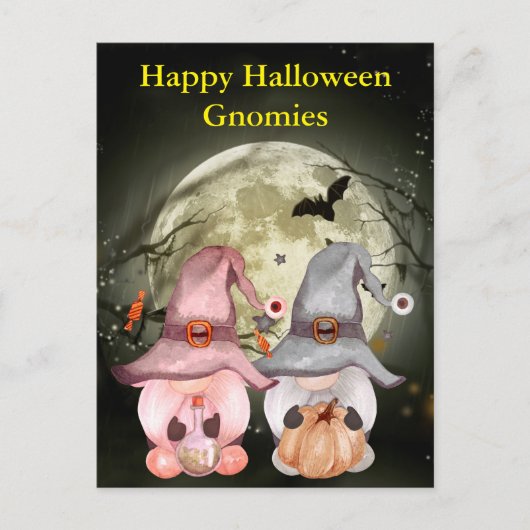 Gnome Witches Full Moon Happy Halloween Briefkaart (Voorkant)