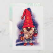 Gnome with a Lantern Christmas Feestdagenkaart (Voorkant / Achterkant)