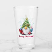 Gnome with Gift Christmas Glasses Glas (Achterkant)