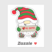 Gnome With Green and White Hat Christmas Sticker (Vel)