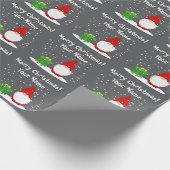 Gnome with green frog cartoon funny Christmas Cadeaupapier (Hoek)