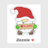 Gnome With Santa Hat Christmas Sticker (Vel)