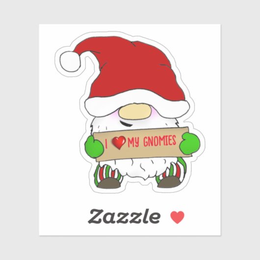 Gnome With Santa Hat Christmas Sticker (Vel)