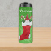 Gnome Witte Baard in Kerstmis Stocking op wervelin Thermosbeker