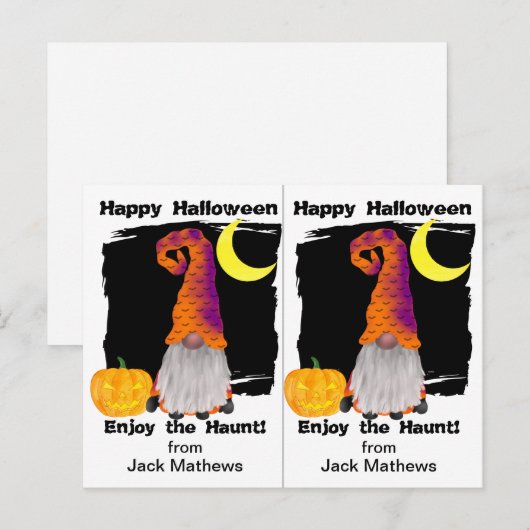 Gnome Wizard School Party Halloween Kaart (Voorkant / Achterkant)