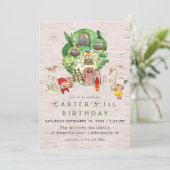 Gnome Woodland Theme Party Invitation Kaart (Staand voorkant)