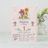 Gnome Woodland Theme Party Uitnodiging (Staand voorkant)