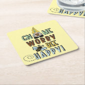 Gnome Worry Be Happy! Kartonnen Onderzetters (Schuin)