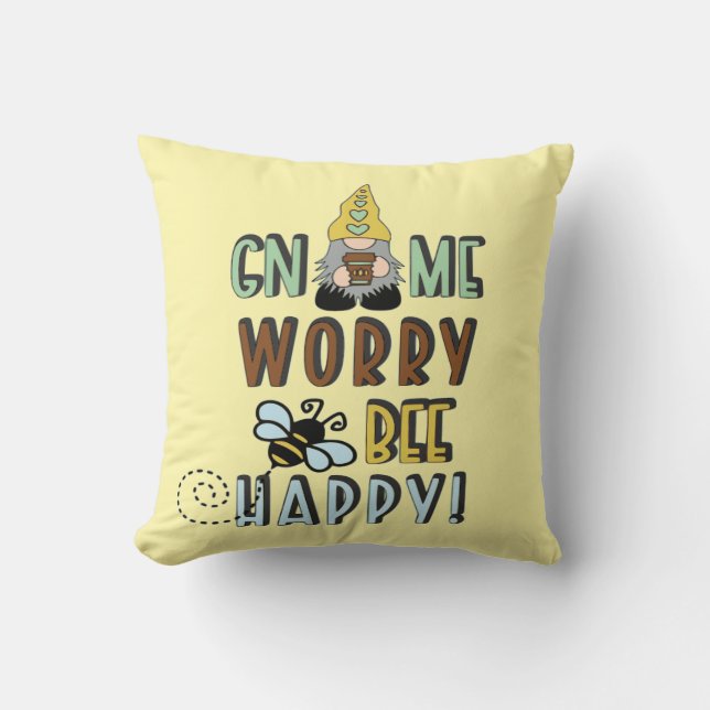 Gnome Worry Be Happy! Kussen (Voorkant)