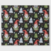 Gnome Wrapping Paper Black Waterverf Cadeaupapier (Vlak)