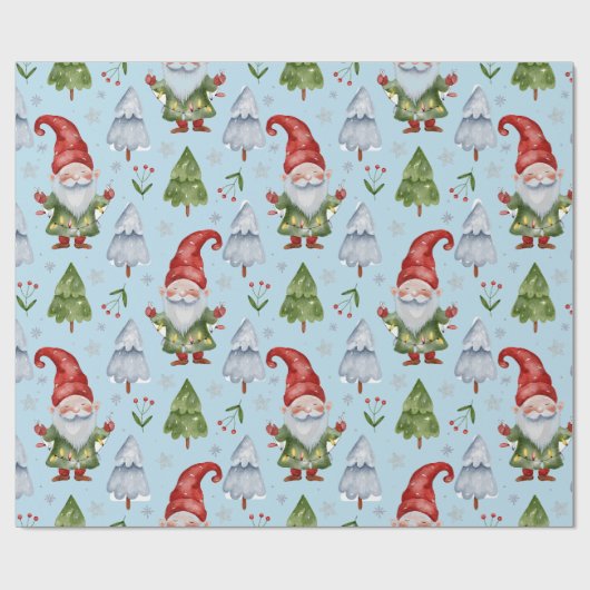 Gnome Wrapping Papier Lichtblauwe Waterverf (Vlak)