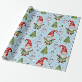 Gnome Wrapping Papier Lichtblauwe Waterverf (Uitgerold)