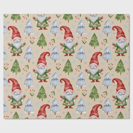 Gnome Wrapping Papier Lichtbruin Tan Waterverf (Vlak)